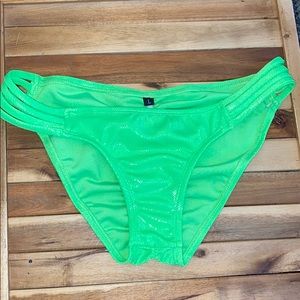 Strappy caged neon green bikini bottom